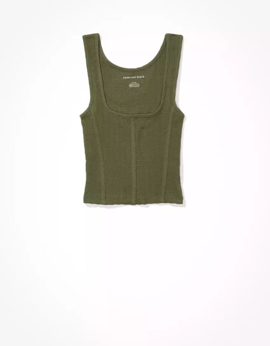 Debardeur American Eagle AE Corset Vert Olive Femme | KJS-29913133